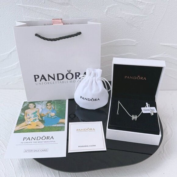 Pandora Signature series logo Pave inlaid small waist beaded 3-in-1 pendant neck - Picture 6 of 6